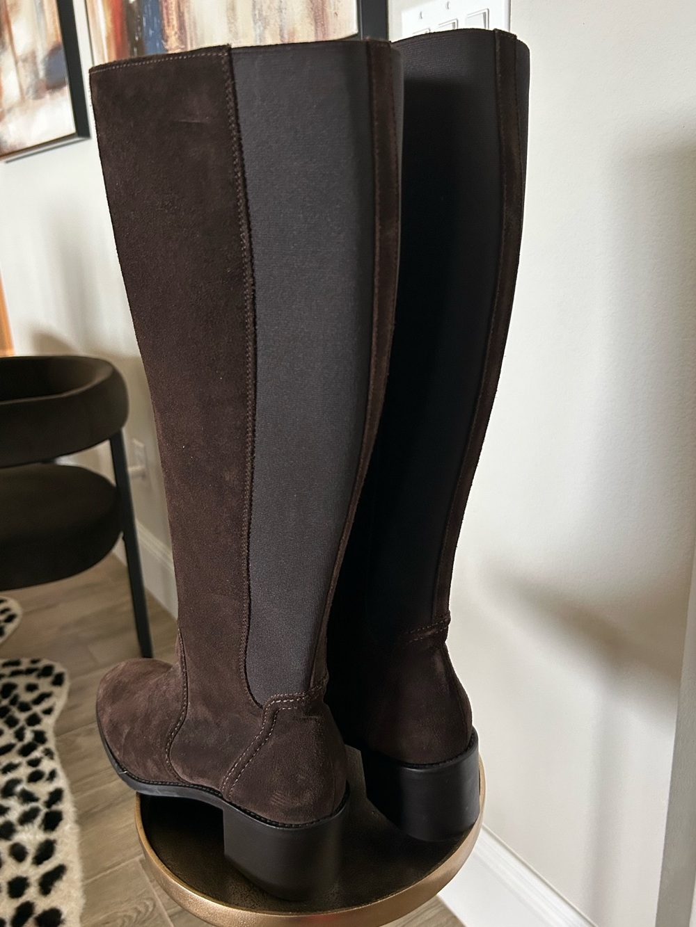 Aquatalia Brown Suede Knee-High Riding Boots/Weatherproof. Size 12 M.   NWOT - Picture 2 of 10